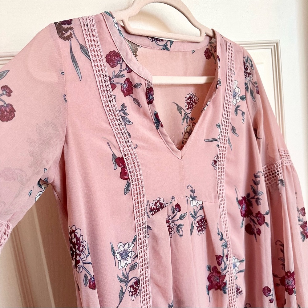 $5 SALE Pink floral sequin hearts dress - Picture 2 of 6